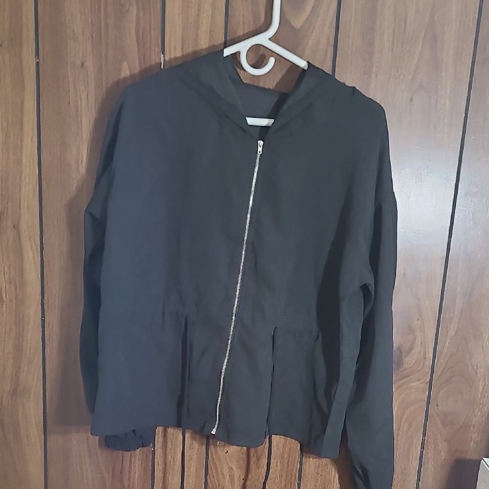 SHEIN Black Bomber Jacket with Hood